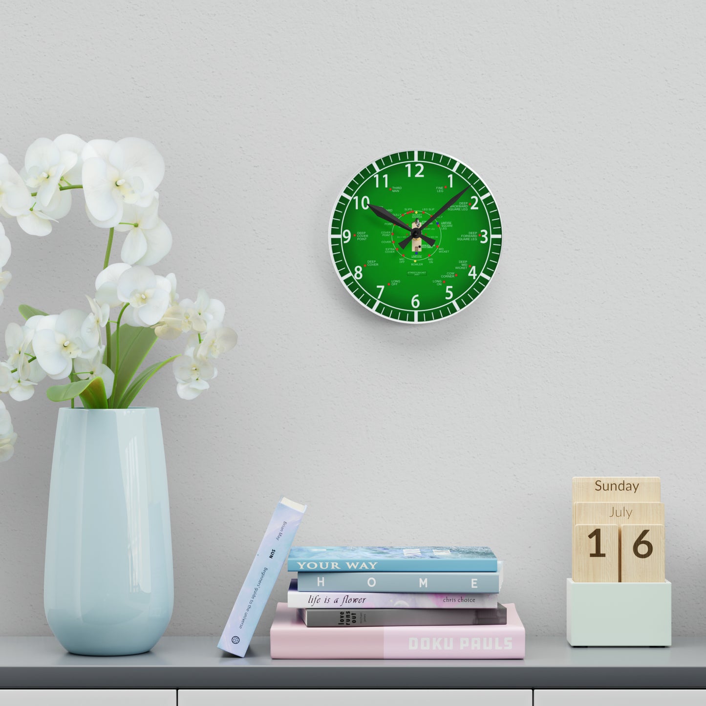 The Cricket Clock By StreetCricket24x7 - 8'' × 8'' (Acrylic)