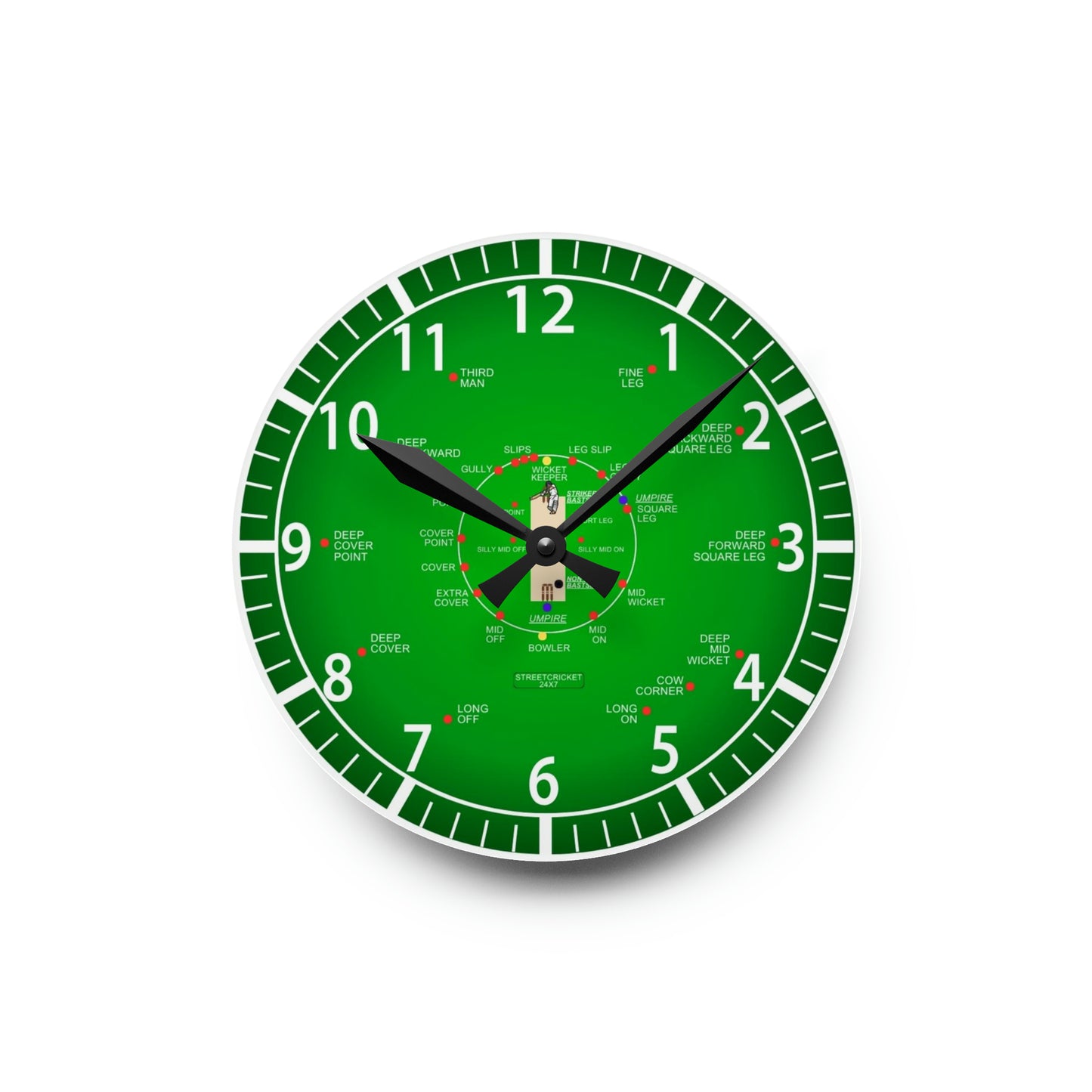 The Cricket Clock By StreetCricket24x7 - 8'' × 8'' (Acrylic)