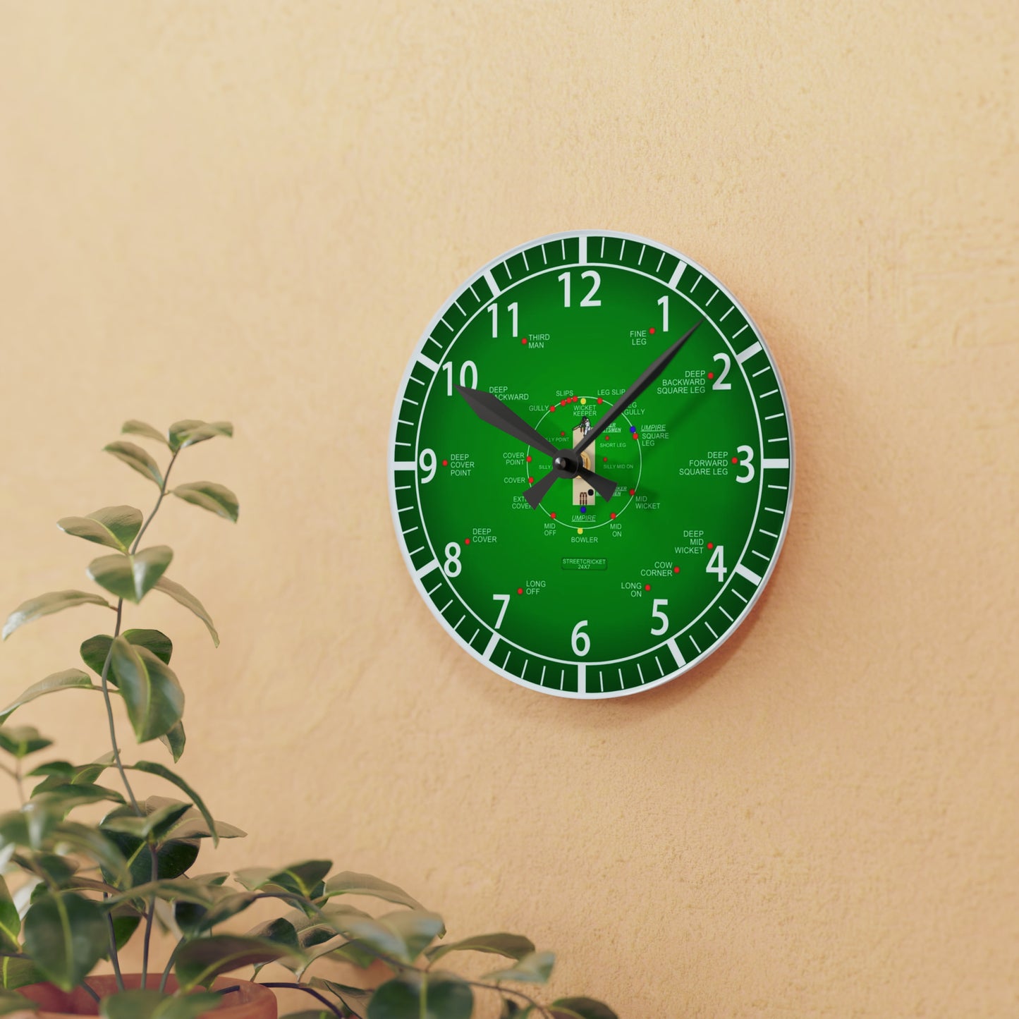 The Cricket Clock By StreetCricket24x7 - 8'' × 8'' (Acrylic)